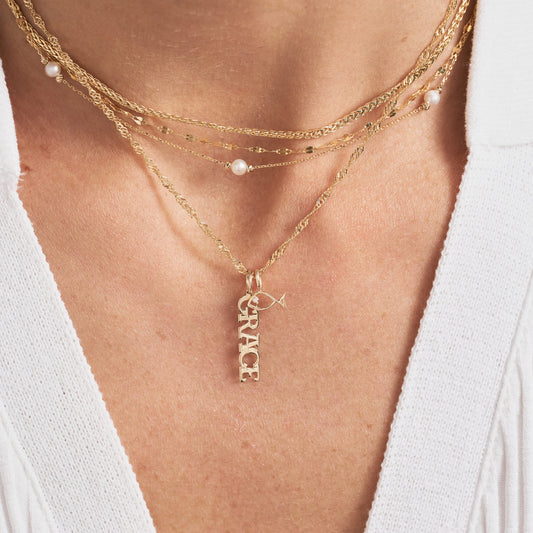 Grace Name Charm in 14k Solid Gold