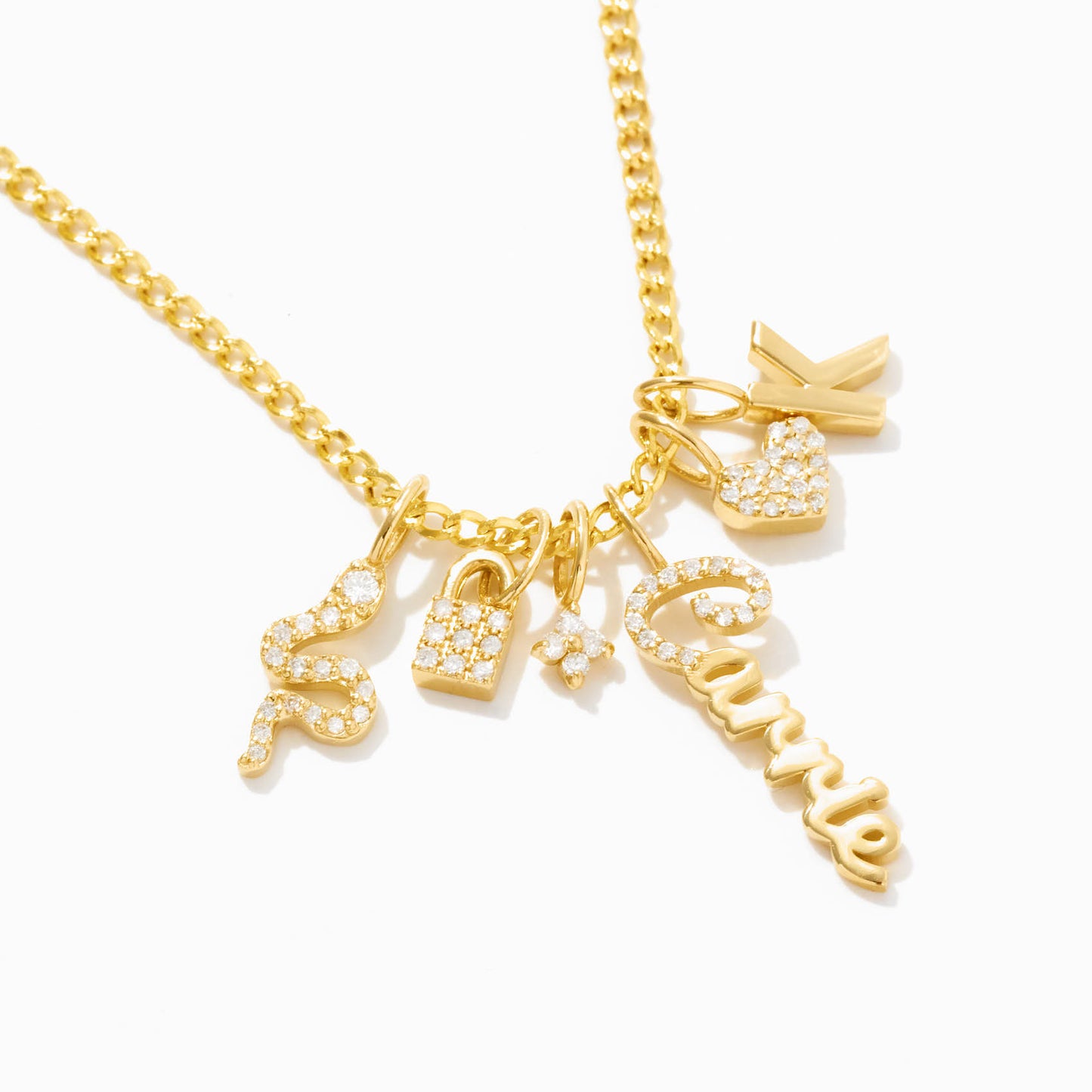 Diamond Name Charm in 14k Solid Gold