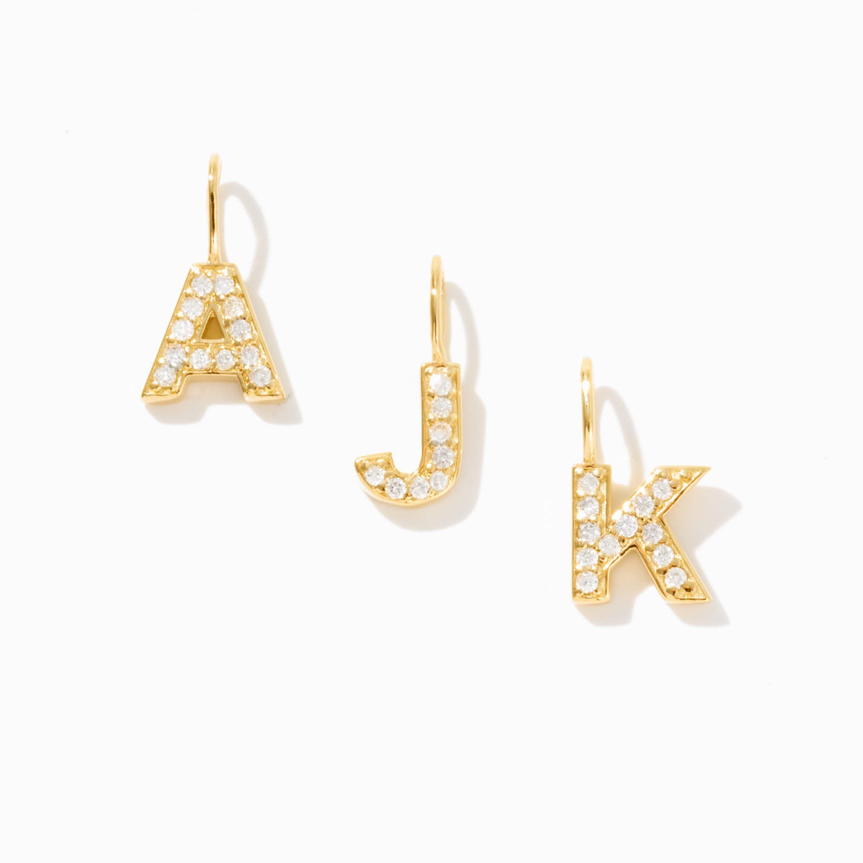 Diamond Letter Charm - 14k Solid Gold - Gelin Letter Pendants for Women ...