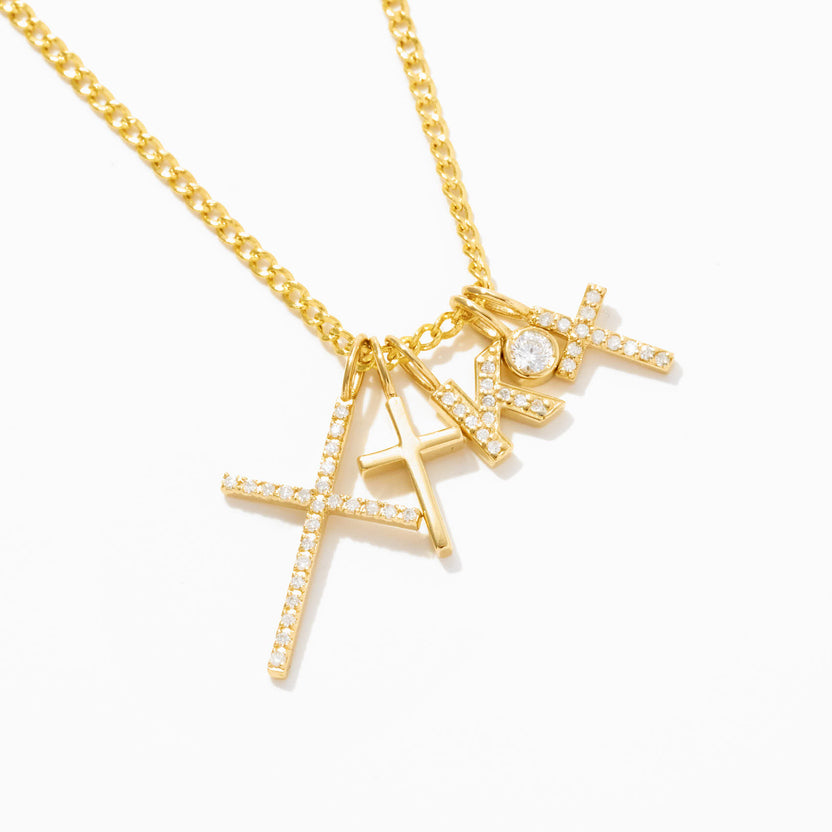 Diamond Letter Charm - 14k Solid Gold - Gelin Letter Pendants for Women ...