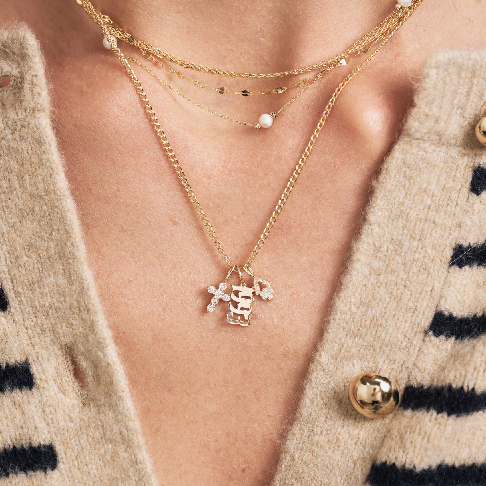 Diamond Cross Charm