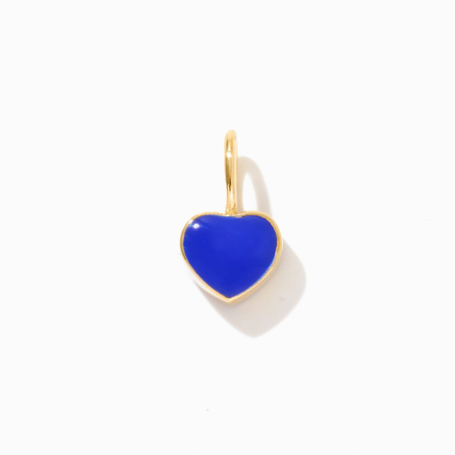 Blue Enamel Heart Charm in 14k Solid Gold