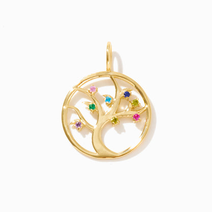 Tree of Life Pendant with Gemstones in 14k Solid Gold