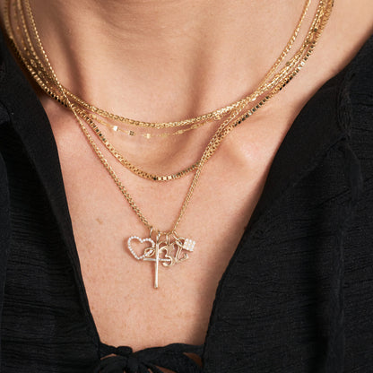 Diamond Heart & Infinity Charm in 14k Solid Gold