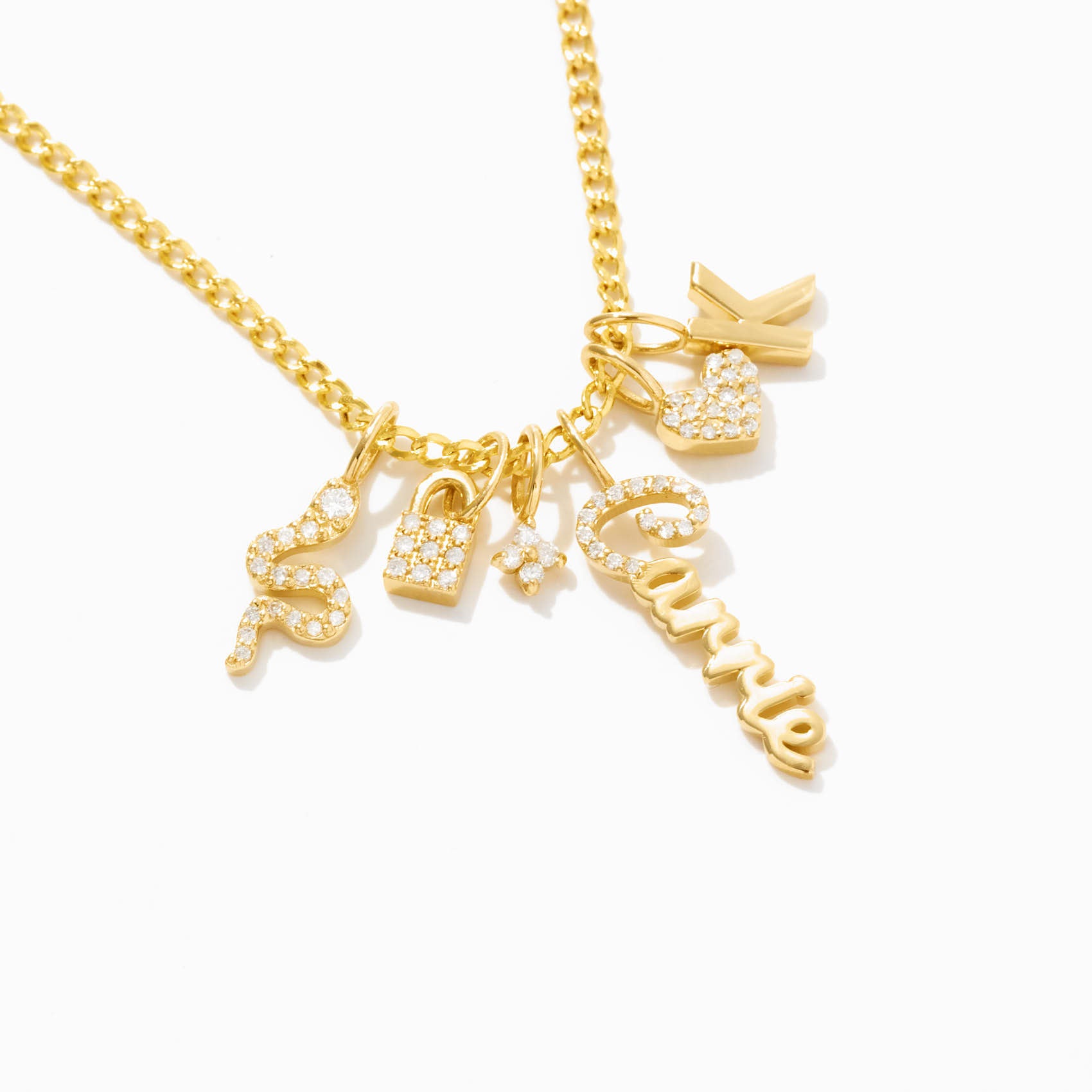 Diamond Padlock Charm in 14K Solid Gold