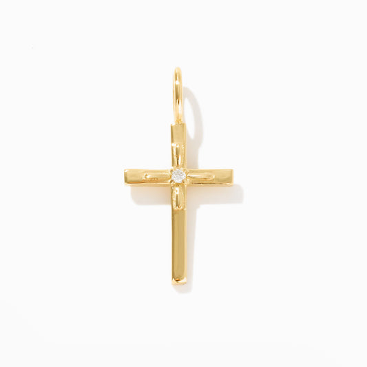 Diamond Cross Charm in 14k Solid Gold