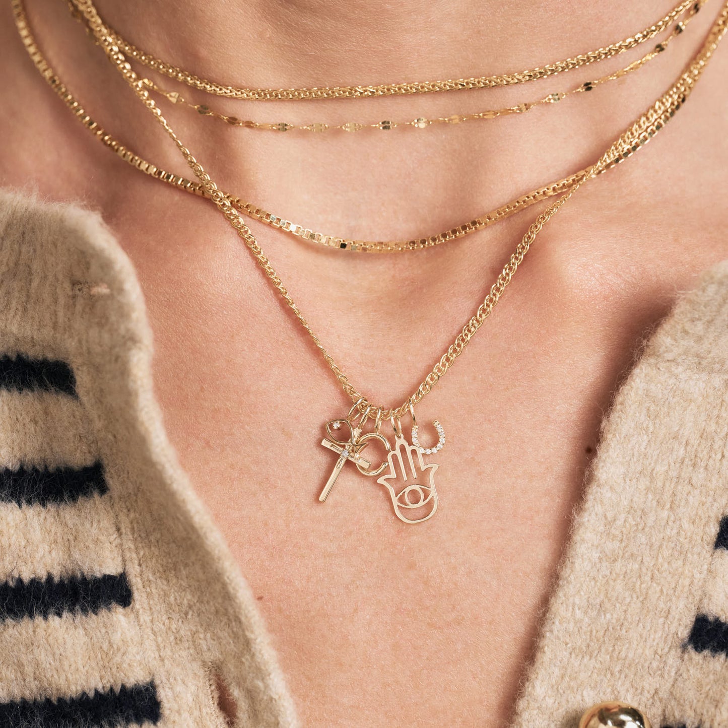 Diamond Cross Charm in 14k Solid Gold