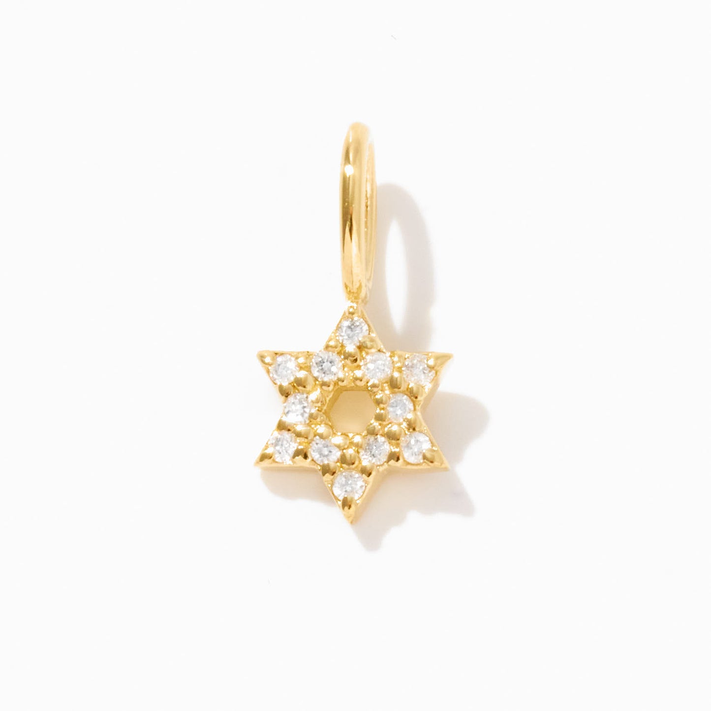 Diamond Star of David Charm in 14k Solid Gold