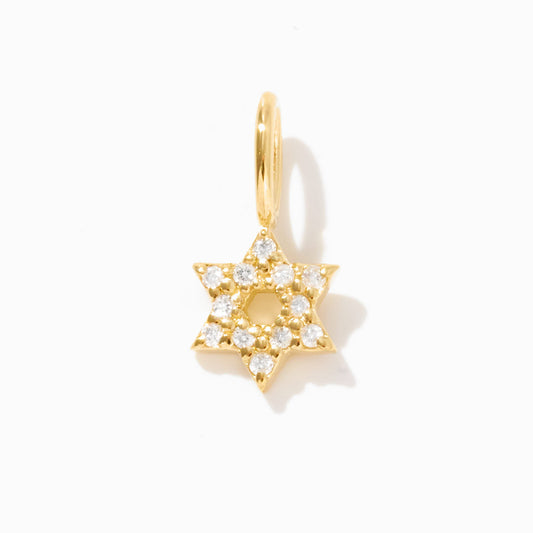 Diamond Star of David Charm in 14k Solid Gold