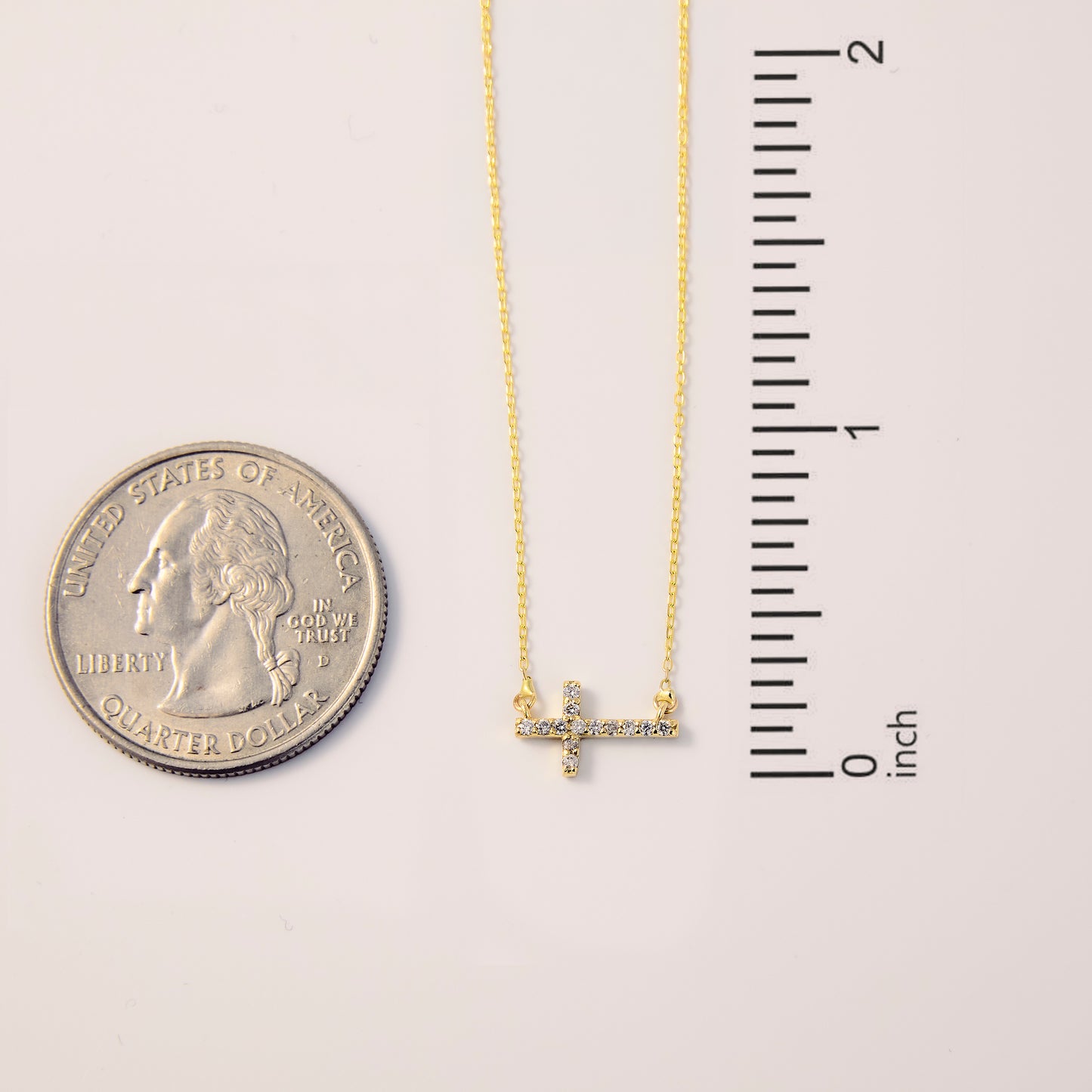 Diamond Horizontal Cross Necklace