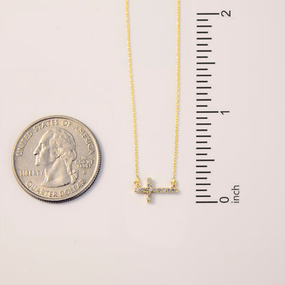 Diamond Horizontal Cross Necklace