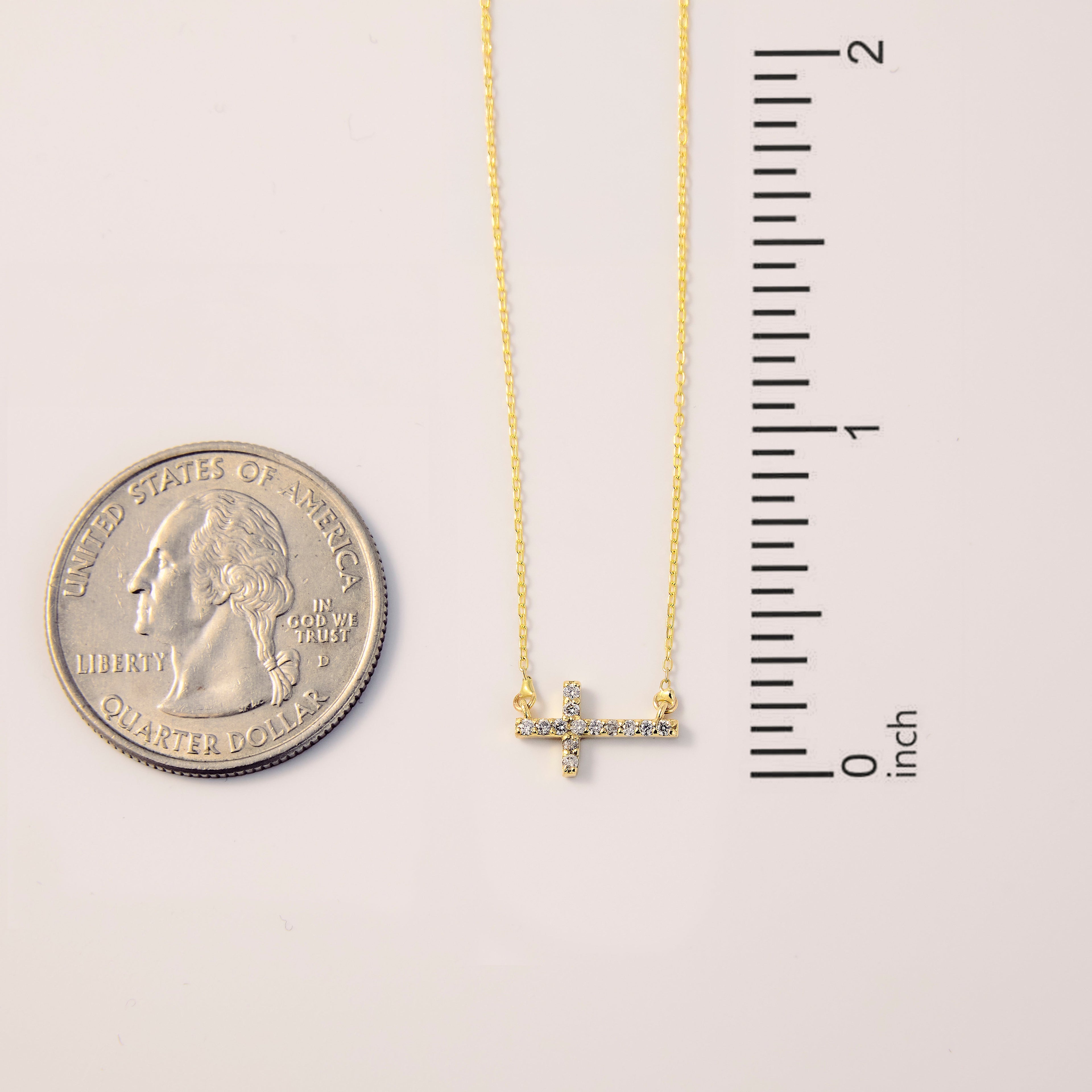 Diamond Horizontal Cross Necklace