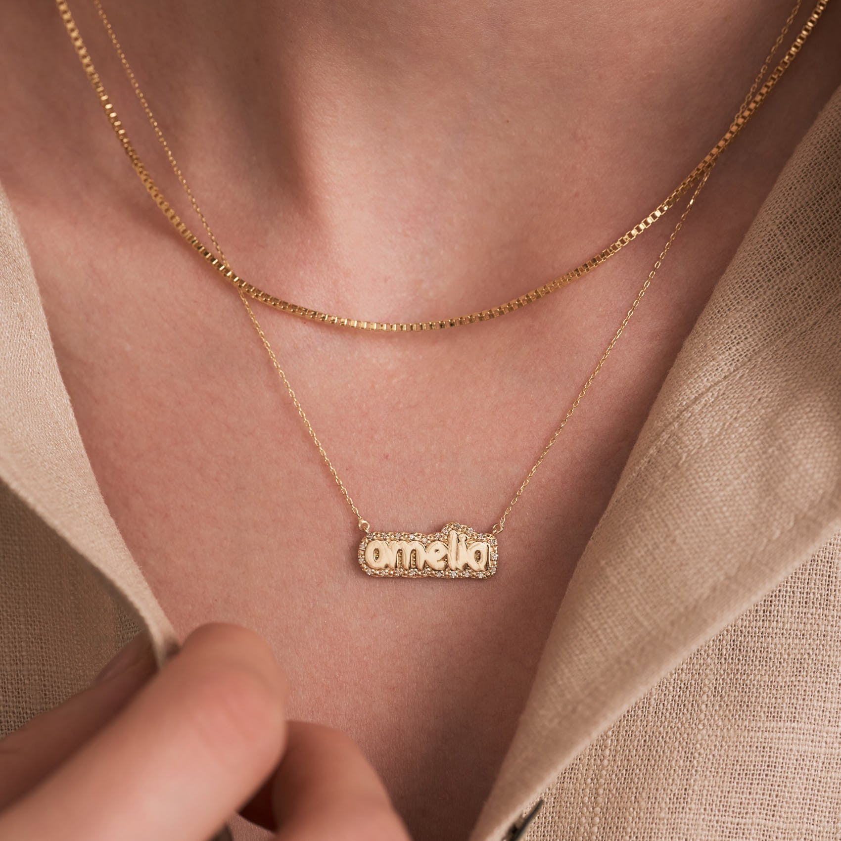 Diamond Buble Name Necklace