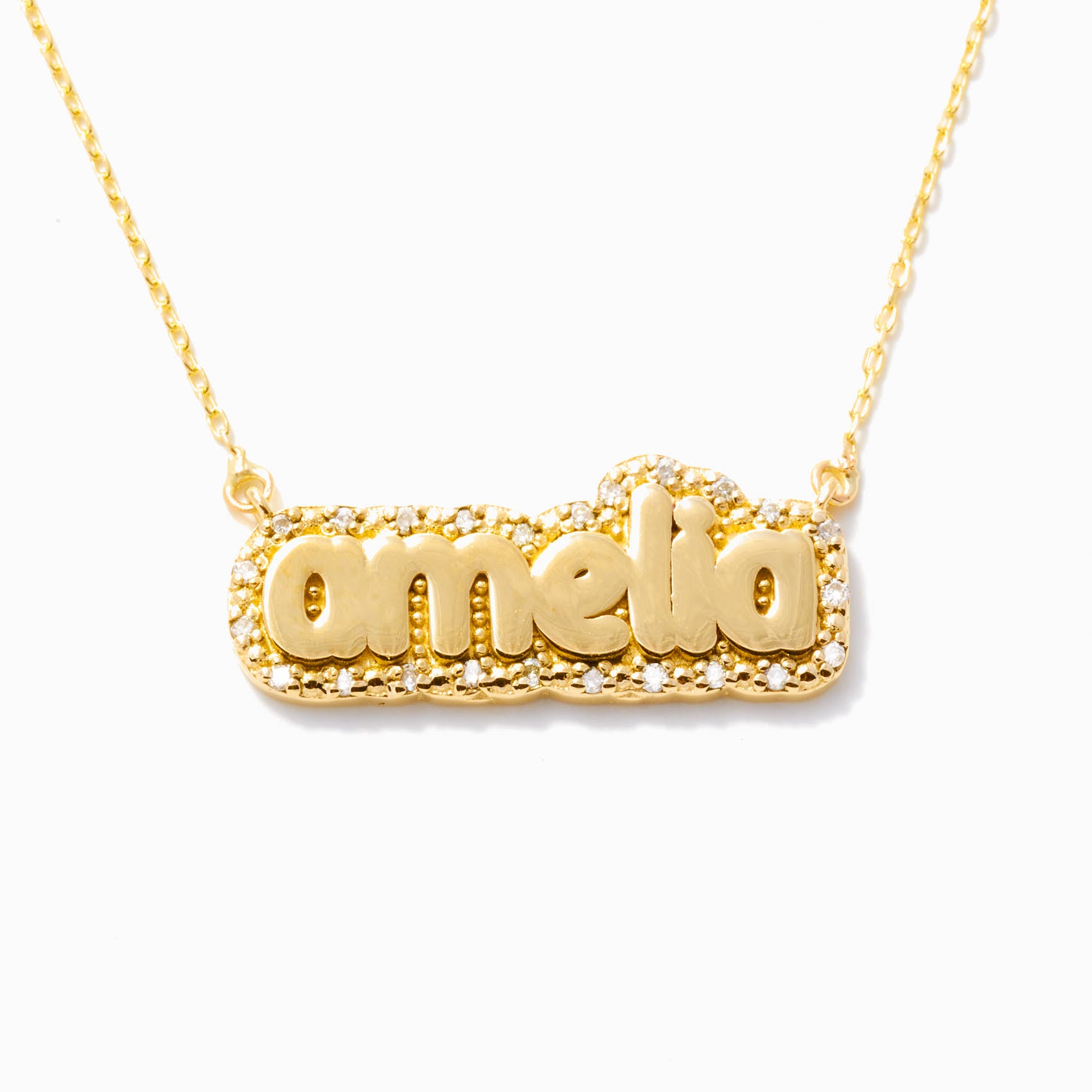 Diamond Buble Name Necklace