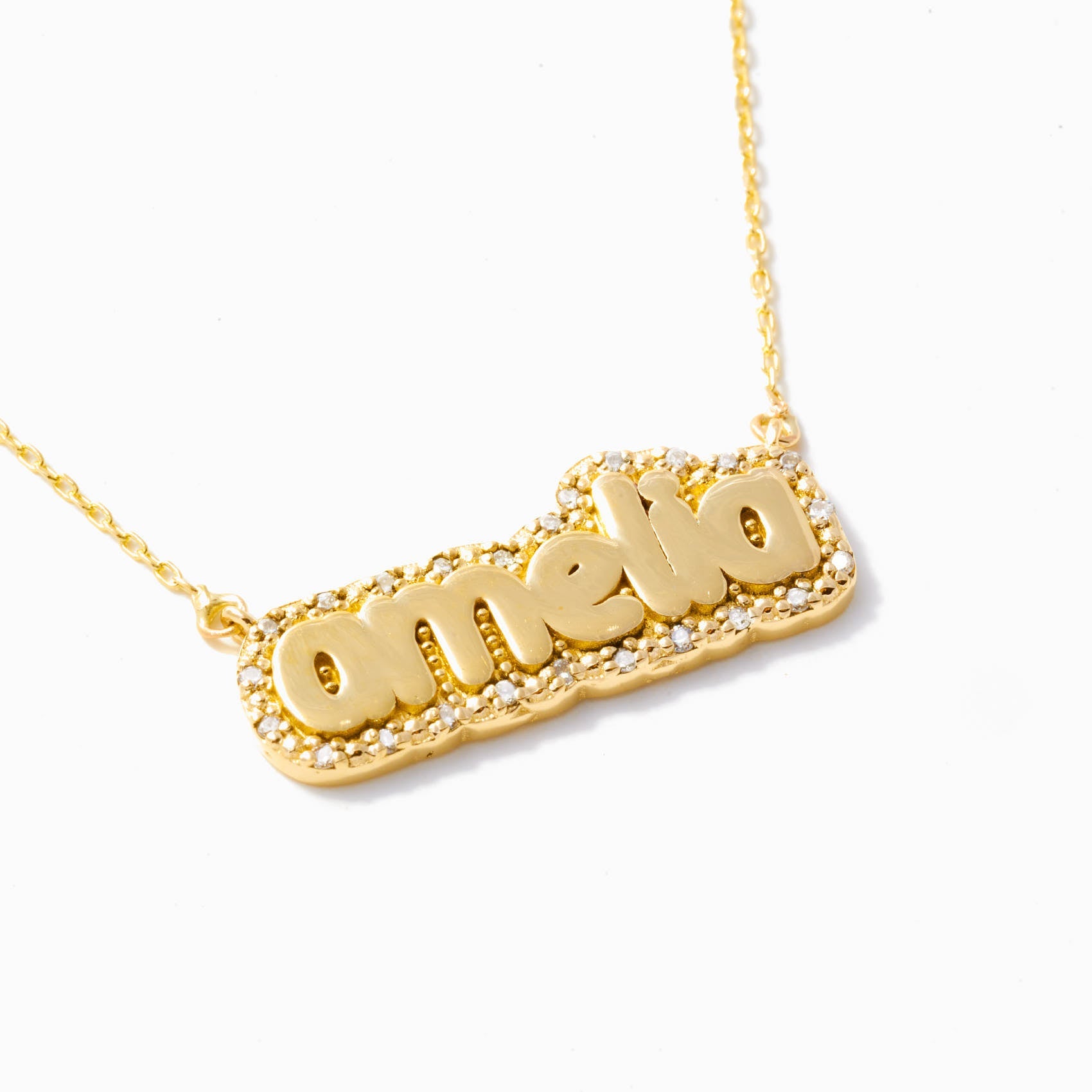 Diamond Buble Name Necklace