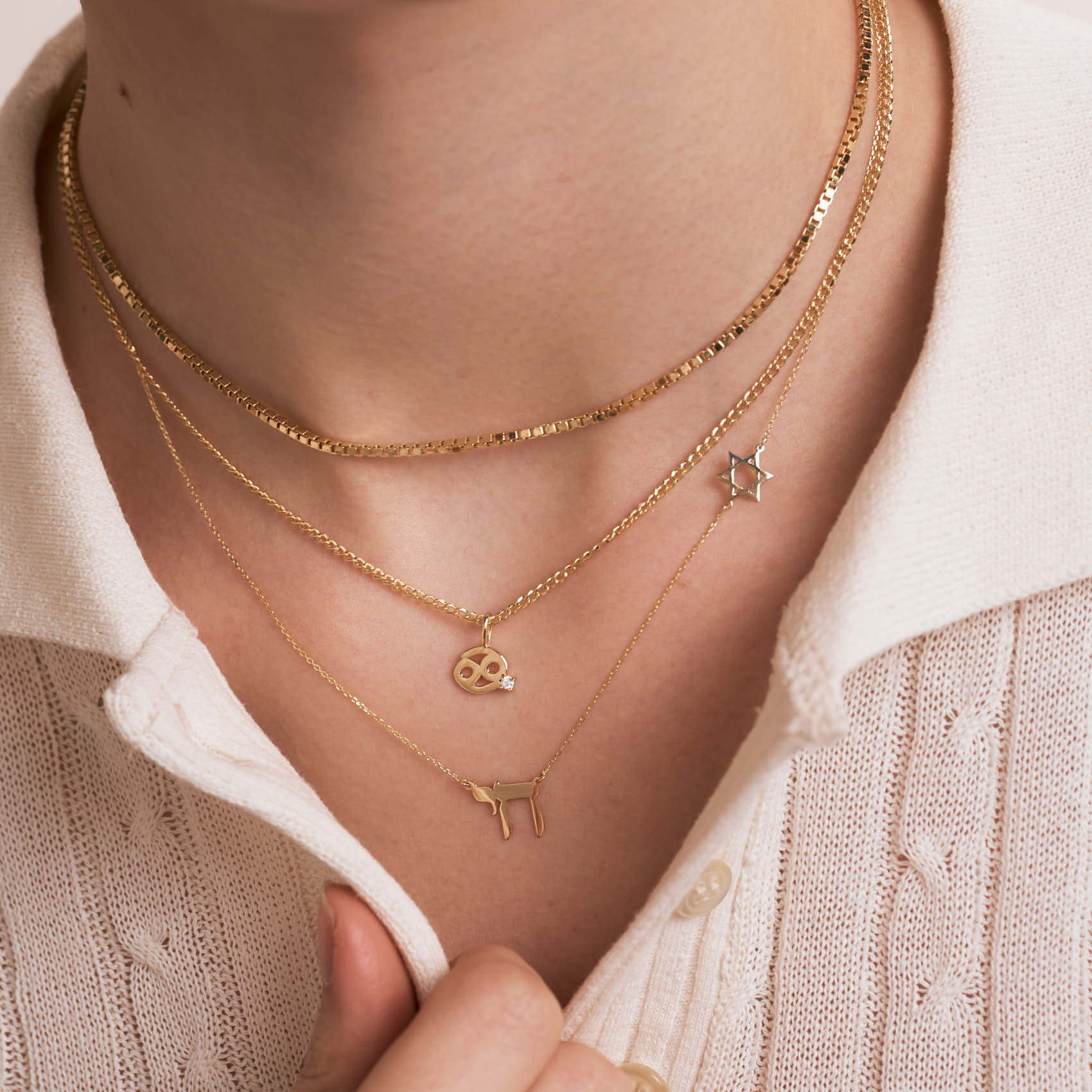 Jewish Star and Chai Symbol Necklace