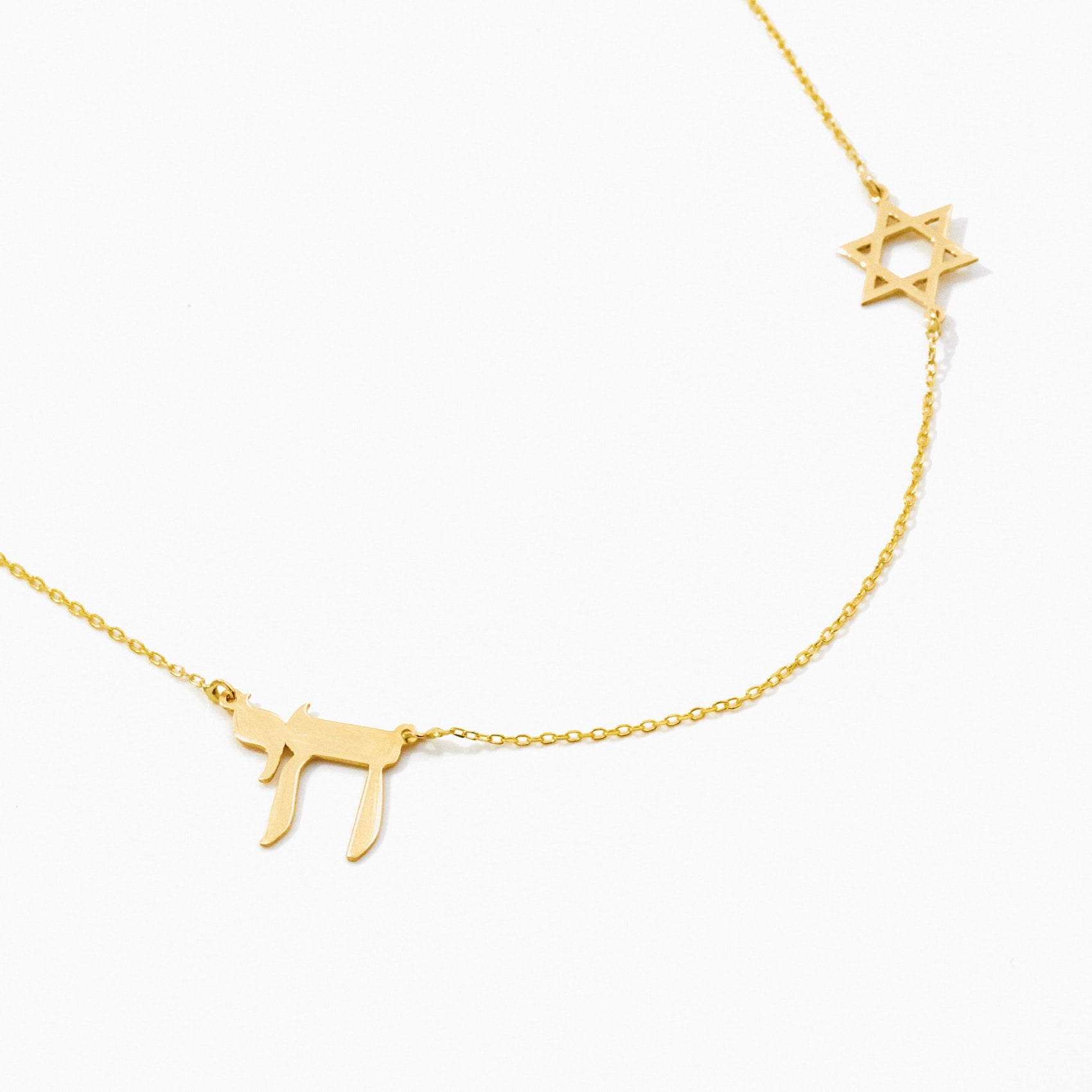 Jewish Star and Chai Symbol Necklace