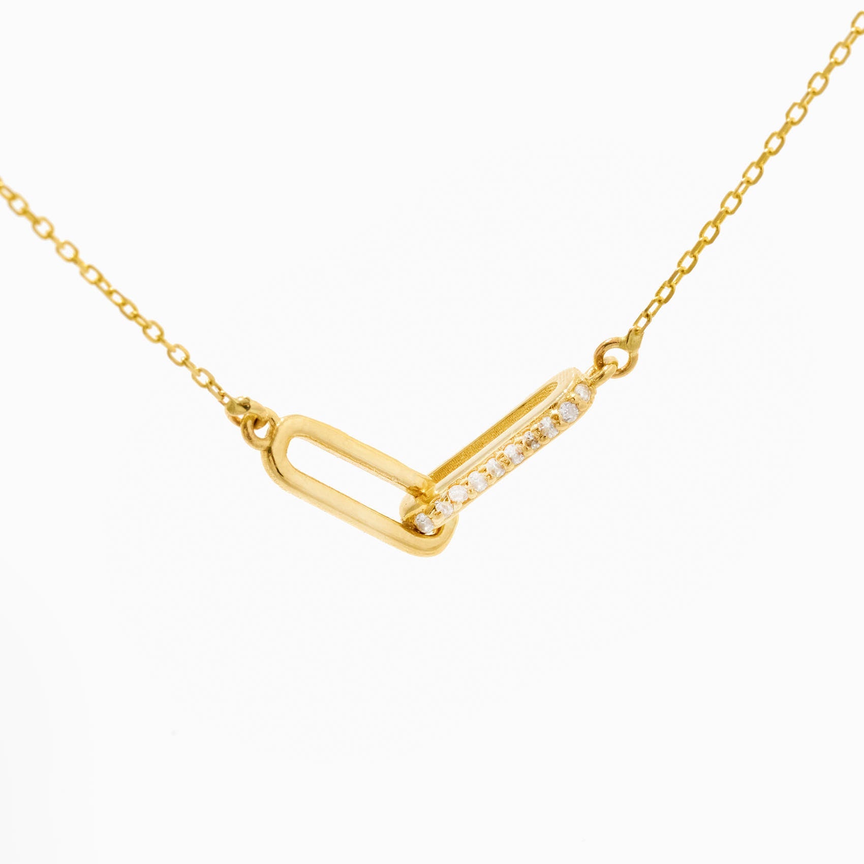 Diamond Paperclip Interlocking Necklace