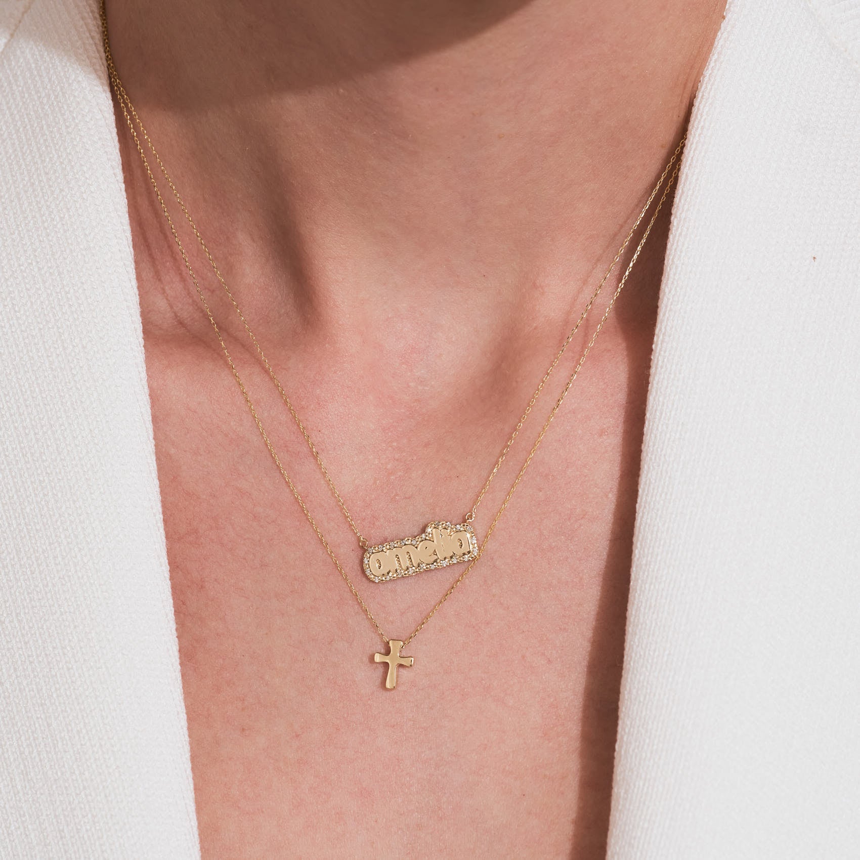 Diamond Buble Name Necklace