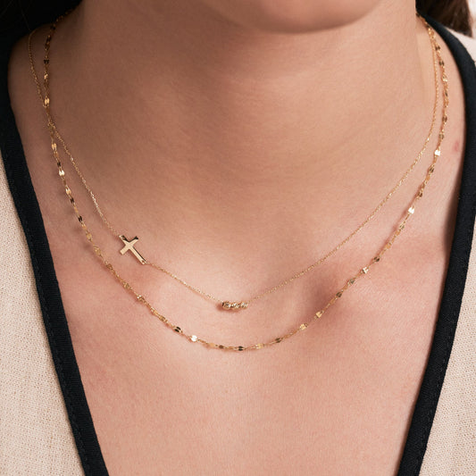 Dainty Sideway Cross Necklace
