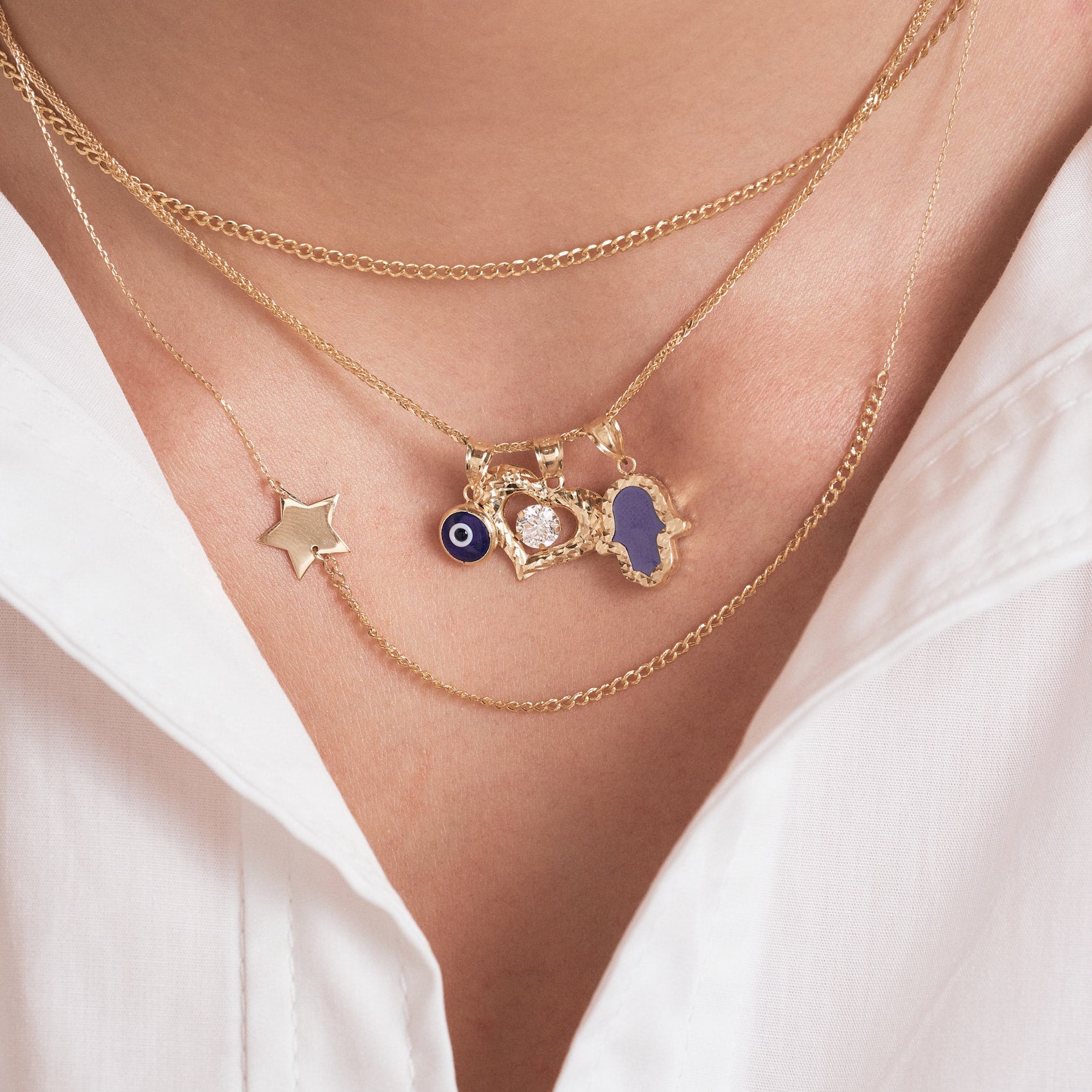 Gelin Sideway Star Necklace in 10K Gold – Gelin Diamond