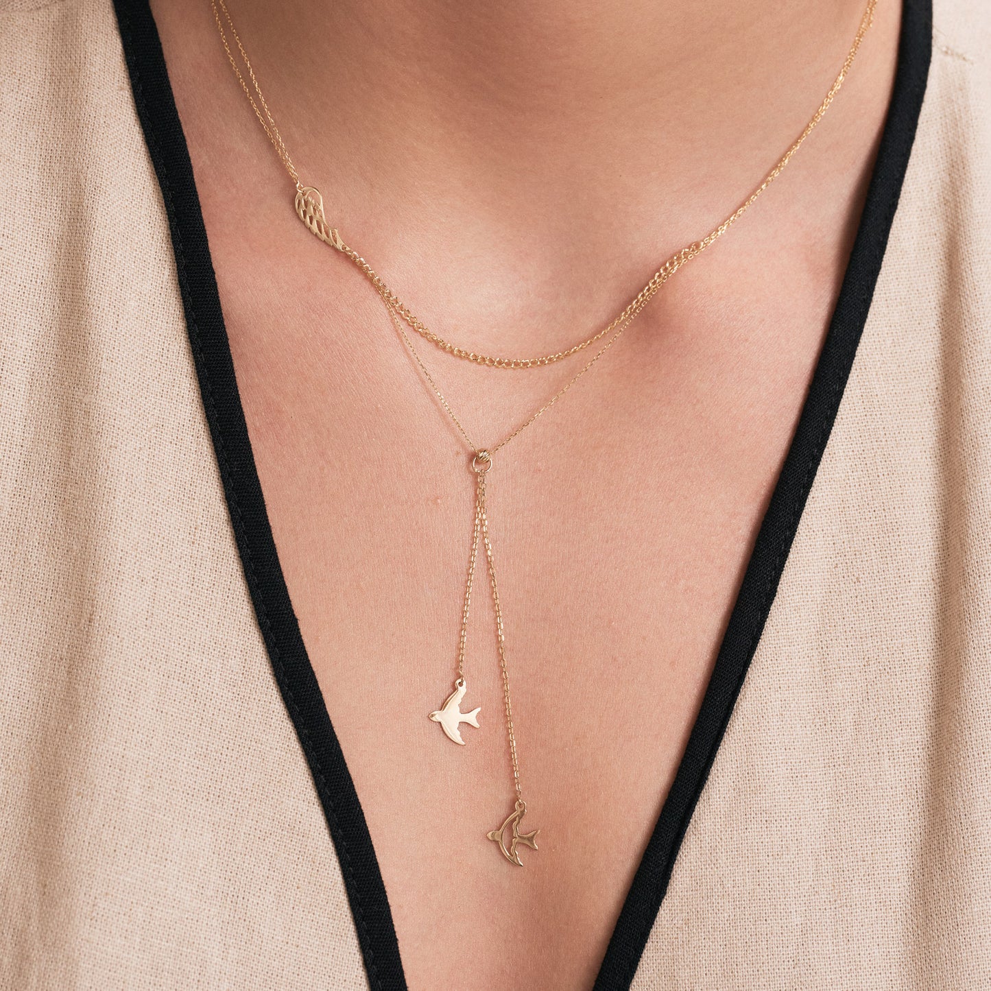 Dainty Sideway Angel Wing Necklace