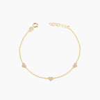 Diamond Pave Three Heart Station Bracelet