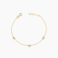 Diamond Pave Three Heart Station Bracelet