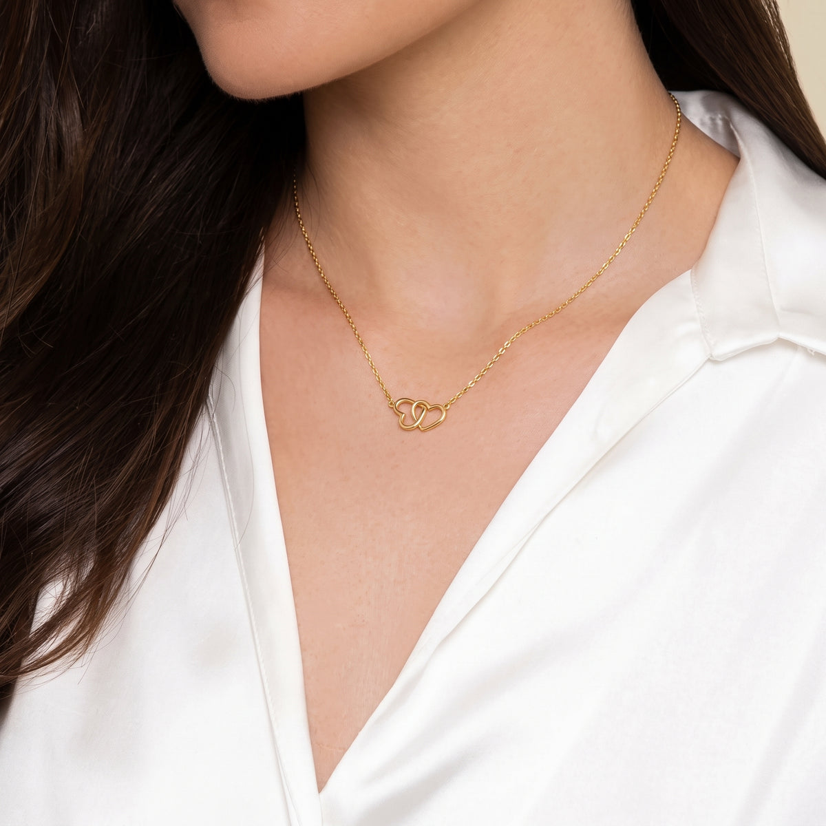 Dainty Interlocking Double Heart Necklace