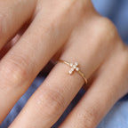 Diamond Studded Cross Ring