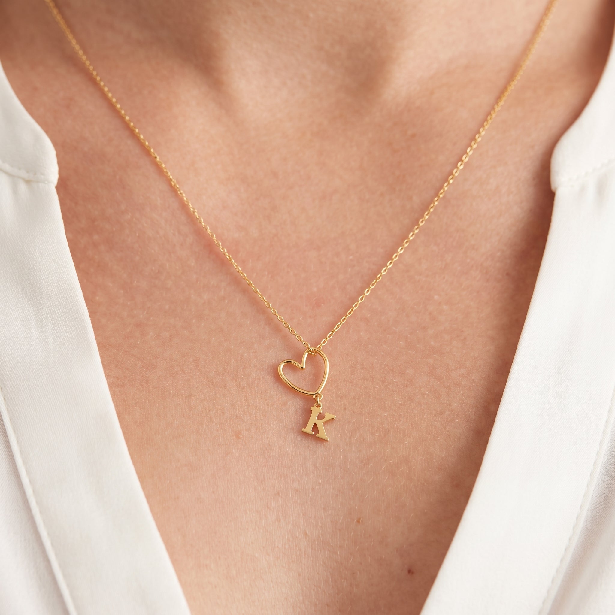 Heart Initial Necklace (A to Z)