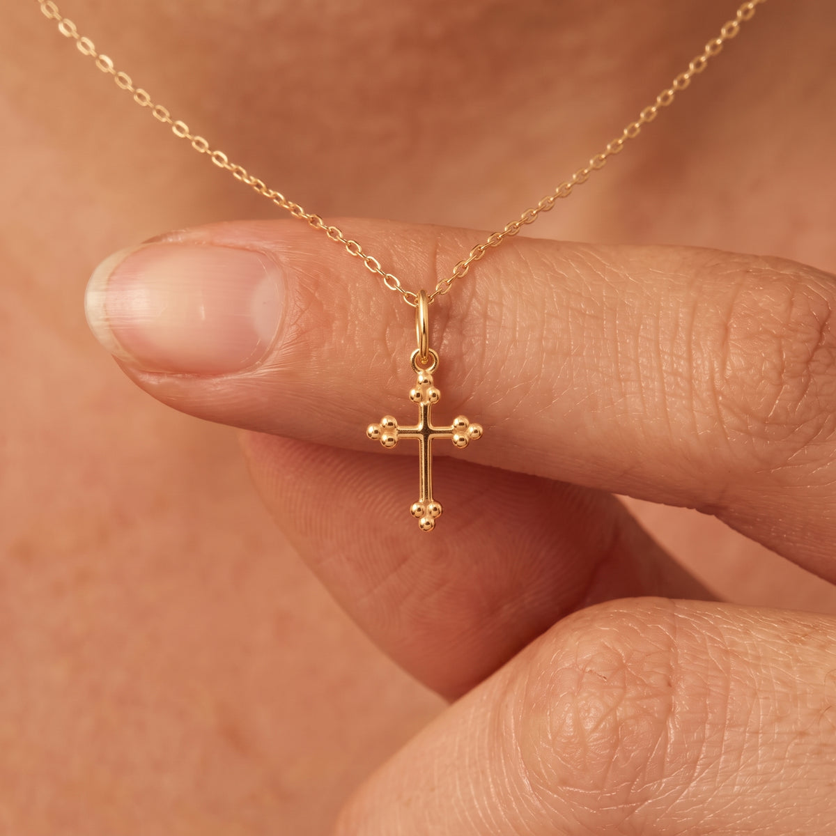 Budded Cross Charm Pendant
