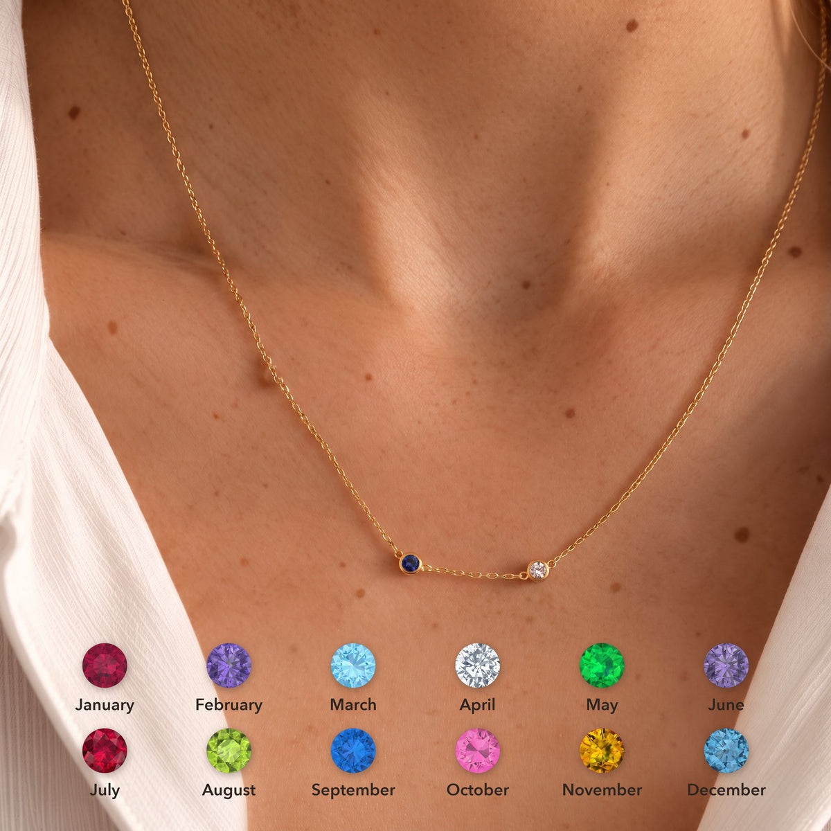 Personalized Dual Birthstone Necklace