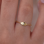 Dainty Diamond Evil Eye Signet Ring