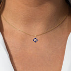 Blue Enamel Evil Eye Clover Charm