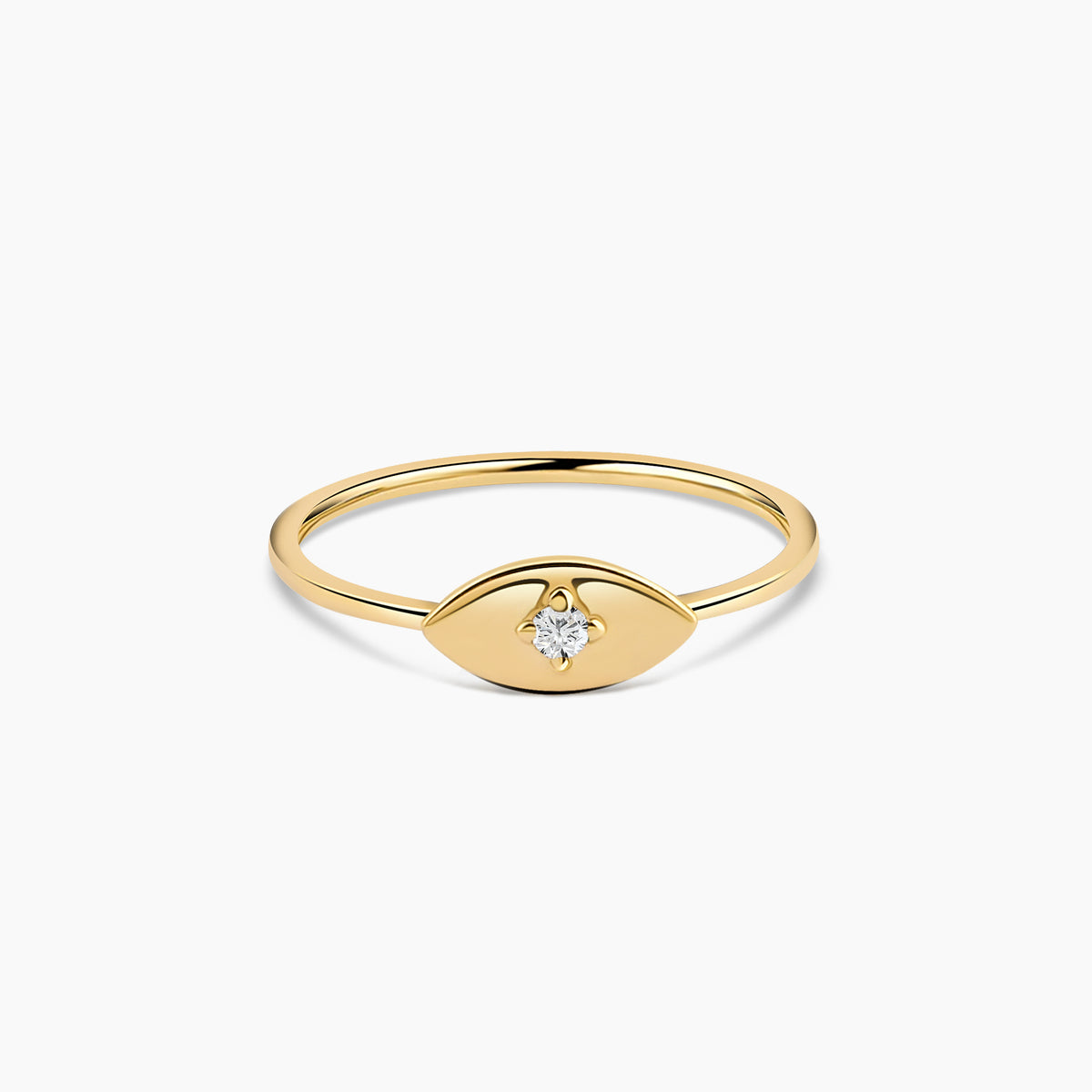 Dainty Diamond Evil Eye Signet Ring