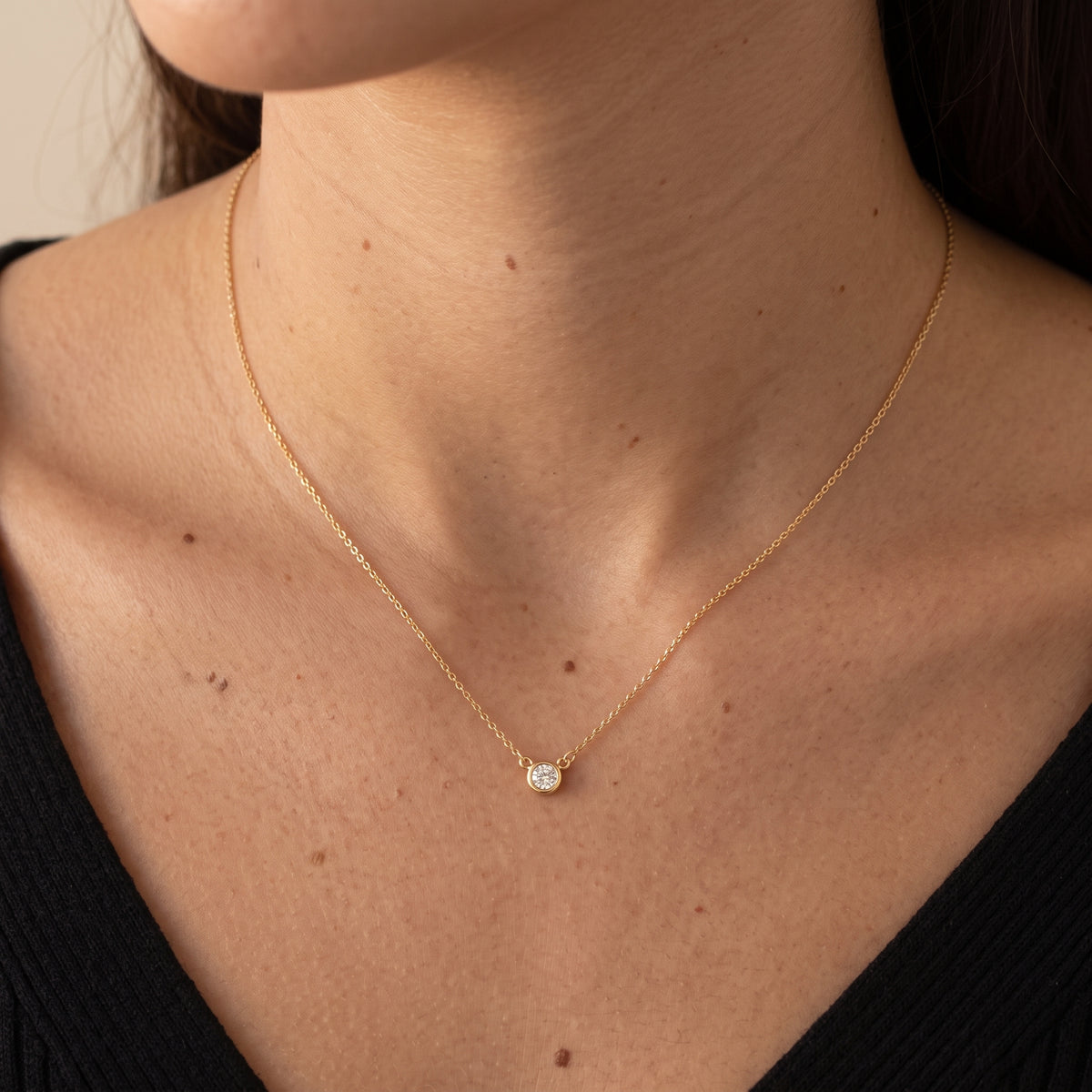 Diamond Bezel Solitaire Necklace