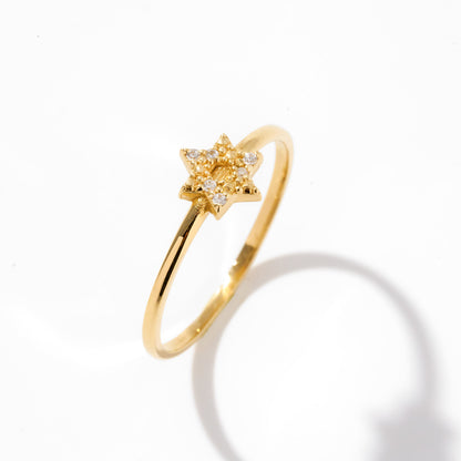 Diamond Star of David Ring in 14k Solid Gold