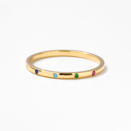 Personalized Multi-Stone Birthstone Mother's Ring in 14k Solid Gold