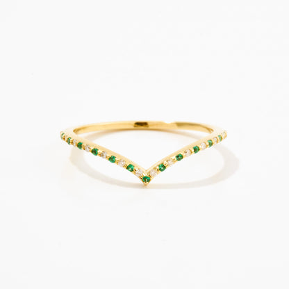 Diamond & Emerald V Ring