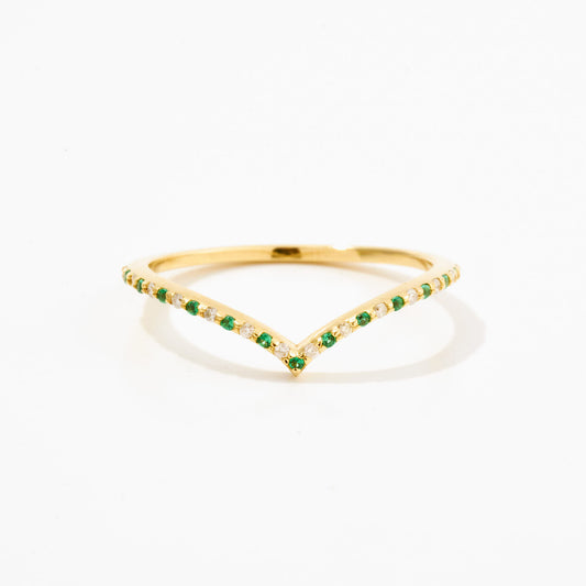 Diamond & Emerald V Ring