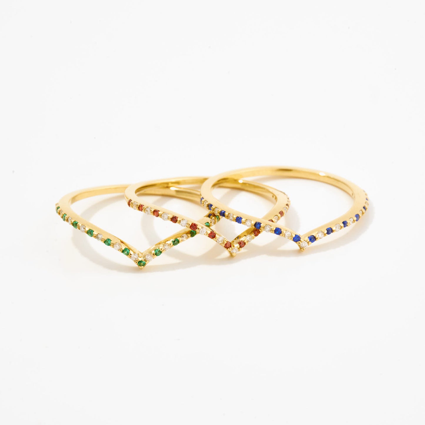 Diamond & Emerald V Ring