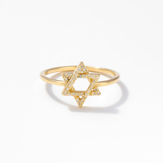 Diamond Star of David Ring in 14k Solid Gold