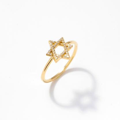 Diamond Star of David Ring in 14k Solid Gold