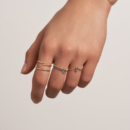 Cross and Wishbone Ring in 14k Solid Gold