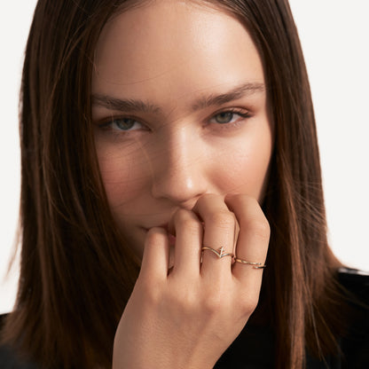 Cross and Wishbone Ring in 14k Solid Gold