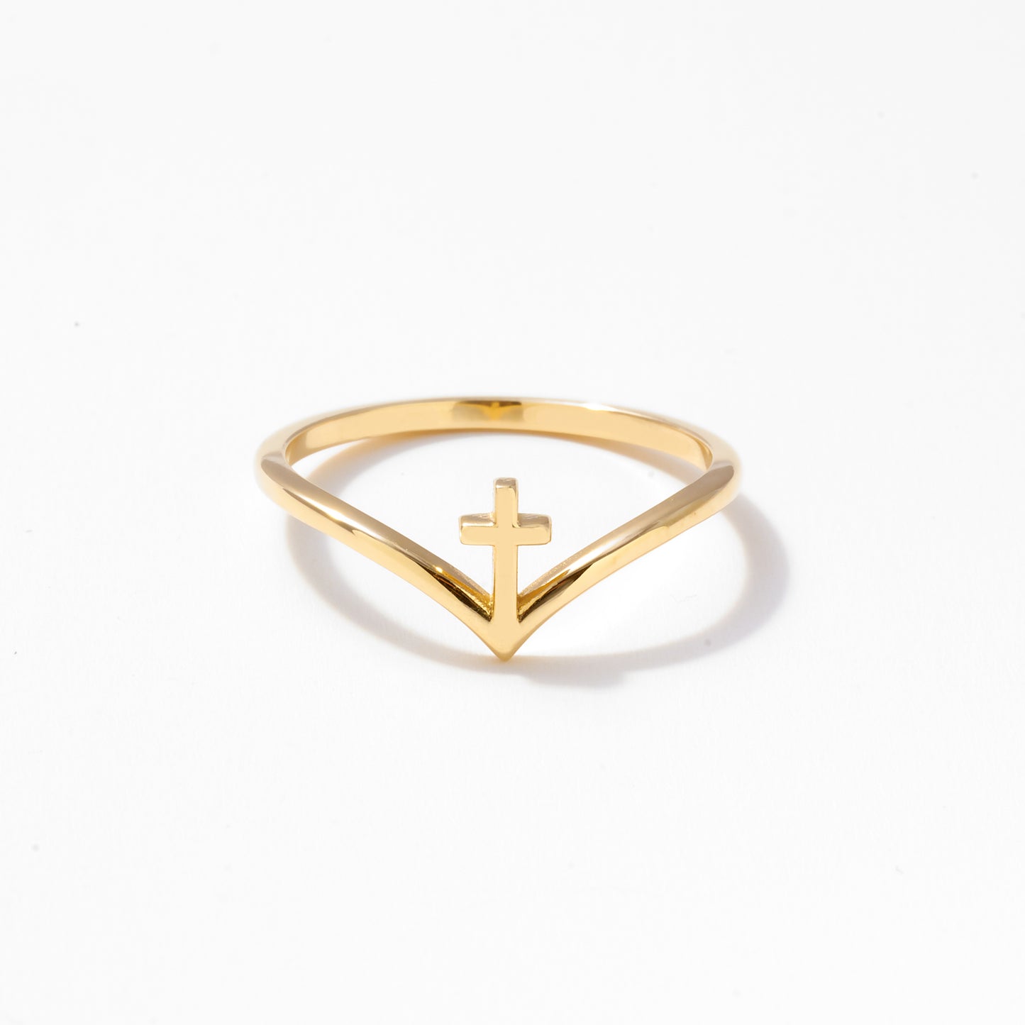 Cross and Wishbone Ring in 14k Solid Gold