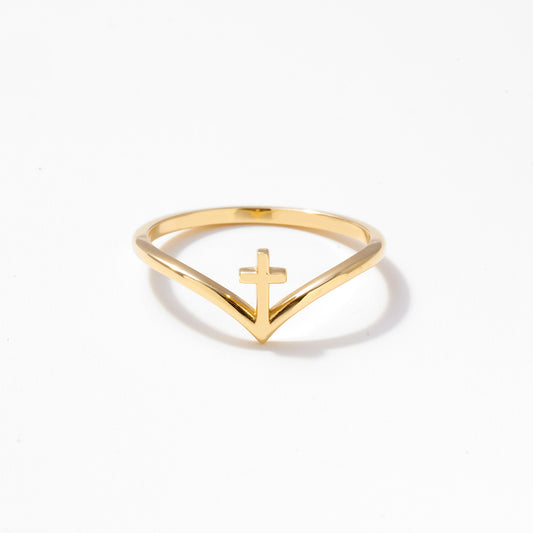 Cross and Wishbone Ring