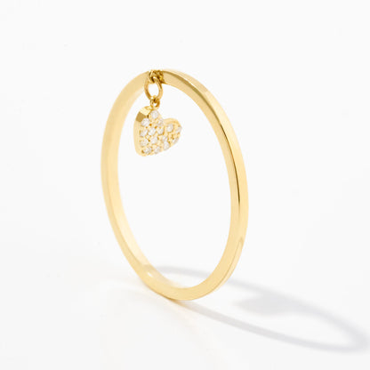 Diamond Heart Charm Ring