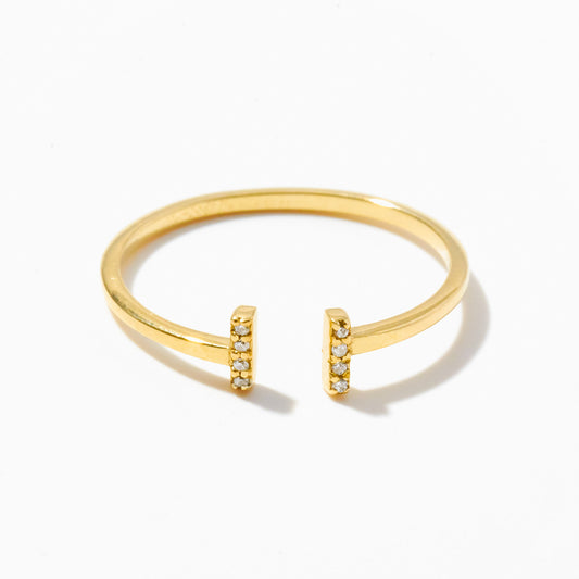 Open Ring with Diamond Bars